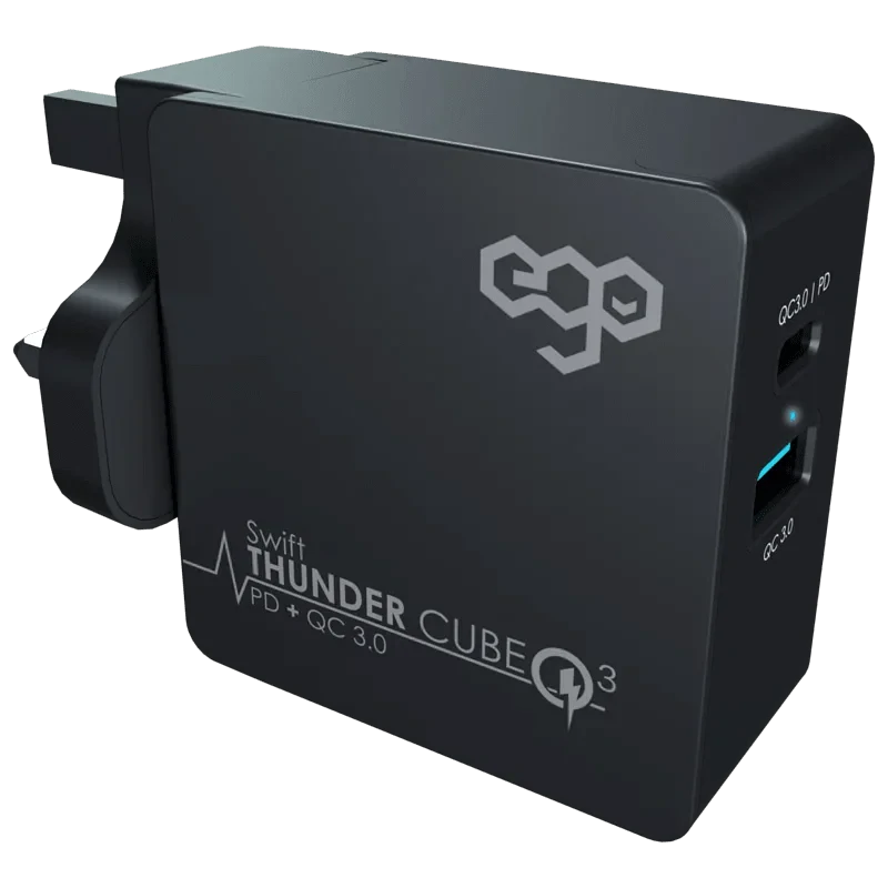 Incarcator Retea Ego Thunder Cube 2xUsb QC 3.0 43W Negru