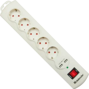 Prelungitor Defender  5 Prize 2XUsb 2.1A Alb